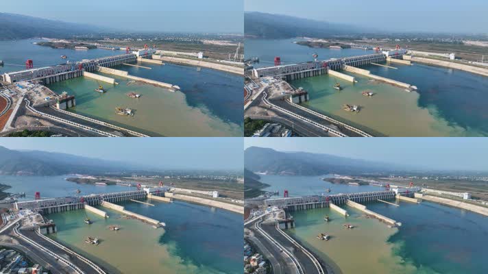 4K环绕航拍桂平大藤峡水电站一镜到底