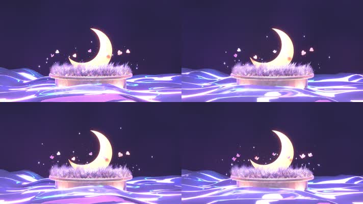 3D月亮花园梦幻背景