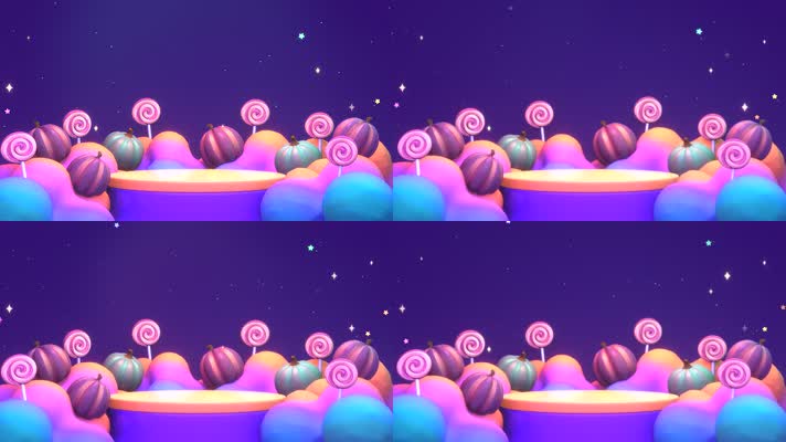 3D卡通万圣节背景舞台