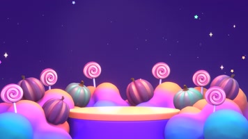 3D卡通万圣节背景舞台