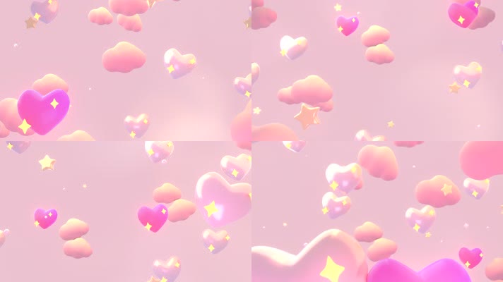3D卡通爱心星星背景