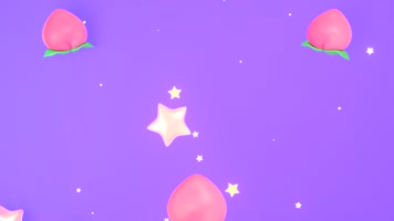 3D卡通桃子星星背景 3D卡通桃子星星背景