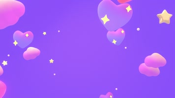 紫色卡通背景爱心和星星