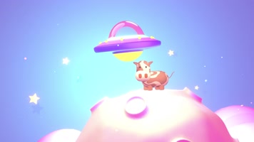 3D卡通飞碟奶牛背景 3D卡通飞碟奶牛背景