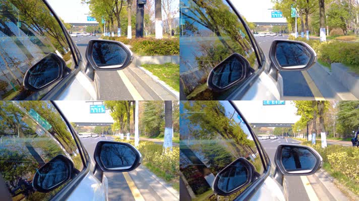 城市汽车开车第一视角后视镜视角9