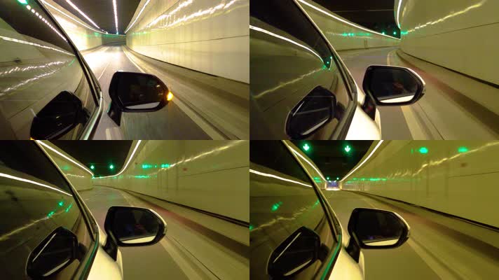 夜晚汽车在隧道里行驶视频素材