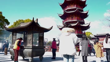 上海龙华寺寺庙延时摄影