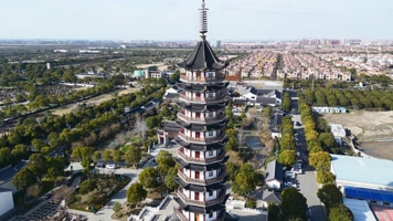 【4K60帧】上海奉贤东海观音寺宝塔航拍 【4K60帧】上海奉贤东海观音寺宝塔航拍