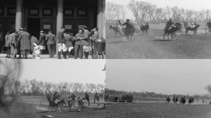 30年代的北京郊区的体育赛场影像视频