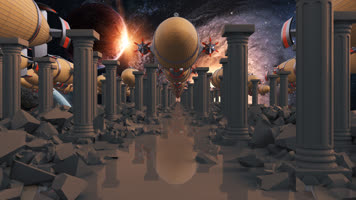 罗马柱飞艇星云循环背景 罗马柱飞艇星云循环背景