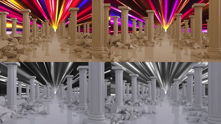 2组罗马柱光线循环背景
