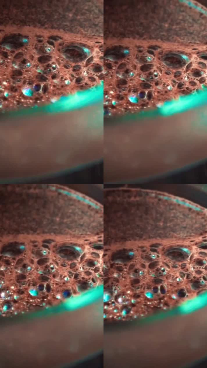 竖屏咖啡泡沫饮料特写