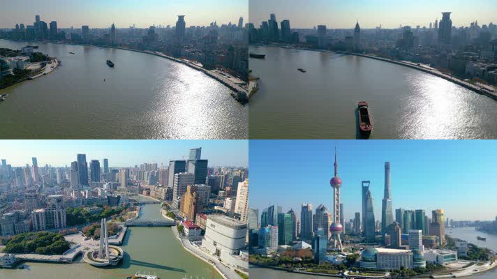 上海外滩黄浦江苏州河陆家嘴风景视频素材40