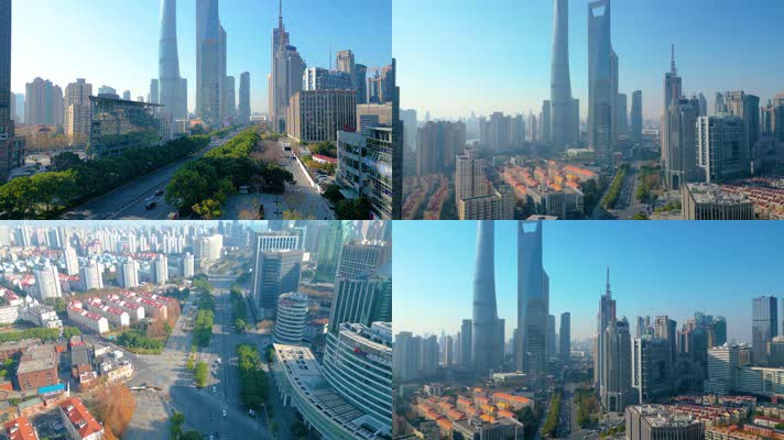 上海市浦东新区陆家嘴城市风景航拍
