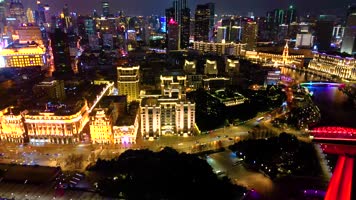 上海外滩乍浦路桥苏州河陆家嘴夜晚夜景视频素材400