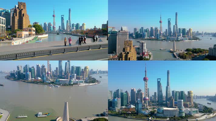 上海外滩乍浦路桥苏州河陆家嘴城市风景