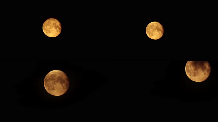 夜晚圆月升起延时