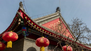 寺院佛教沈阳慈恩寺香火钟鼓楼石碑屋檐钟