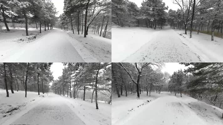 大雪山间公路穿行4k