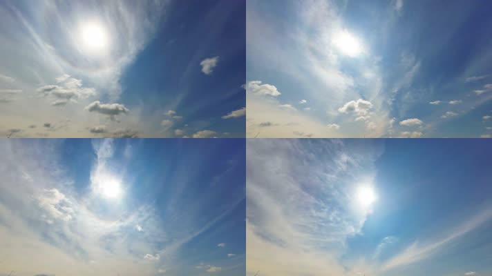 唯美阳光光晕白云蓝天4K