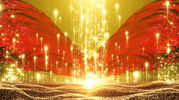 大气红绸布粒子上升