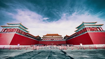 wumen北京故宫午门护城河延时云建筑天空宣传片