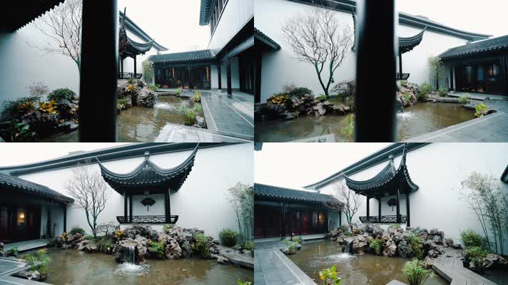 Suzhou Landscape_07江南烟雨园艺中国海棠树花锦鲤景观设计花坛