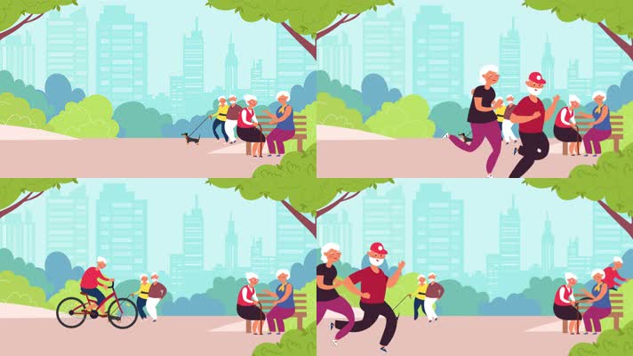 mg 人物 公园老人 散步 跑步 遛狗