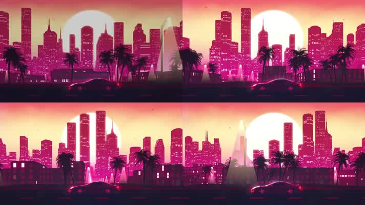 4K赛博朋克科技风城市汽车