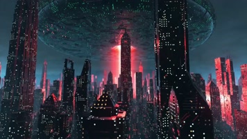 4K赛博朋克科技风城市外星文明