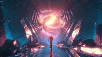 4K赛博朋克科人物穿梭