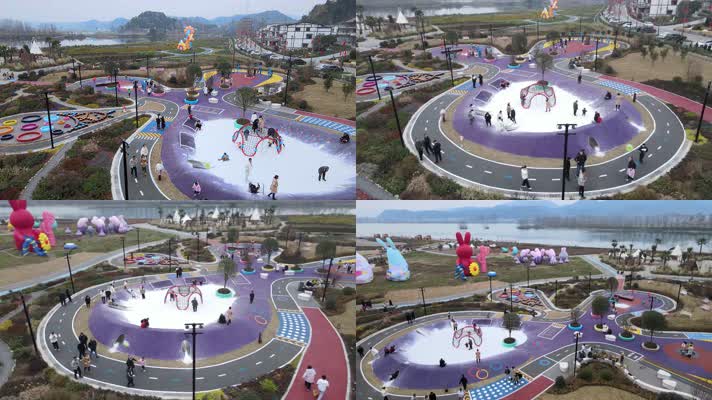 4k儿童游乐园 阳光 小时候 欢乐 航拍