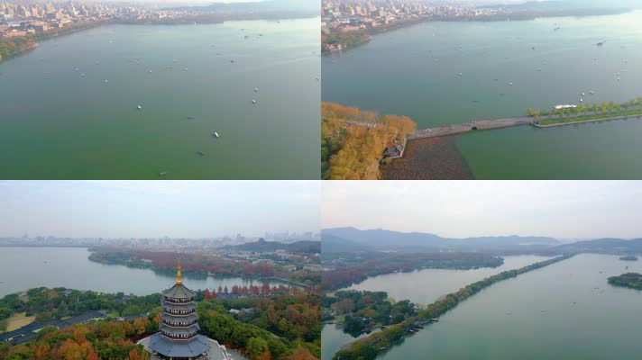 浙江杭州西湖景区航拍