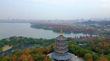 浙江杭州西湖景区航拍