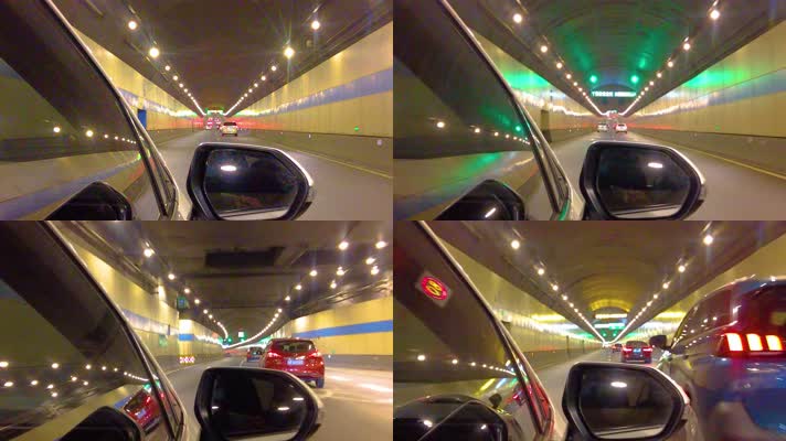 汽车在隧道里快速行驶延时摄影