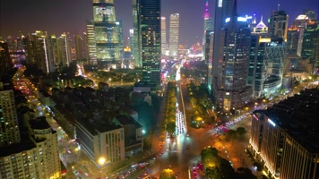 上海市浦东新区世纪大道陆家嘴车流延时风景视频素材夜景
