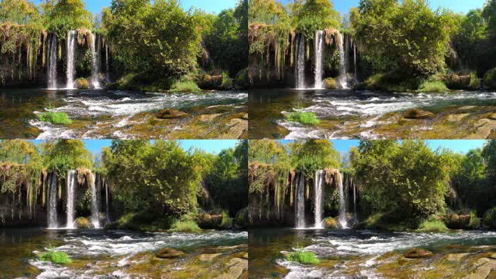 瀑布河流实拍 绿色自然美景 4K素材