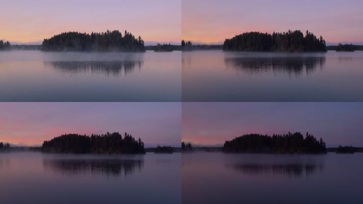 湖面傍晚夕阳薄雾唯美延时