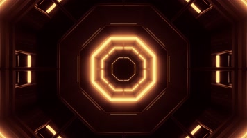 4K金色酷炫霓虹隧道循环背景 VJ隧道 