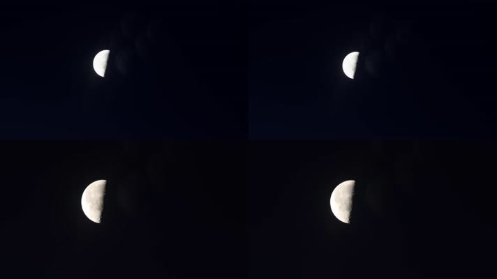 夜晚明亮月亮挂在夜空