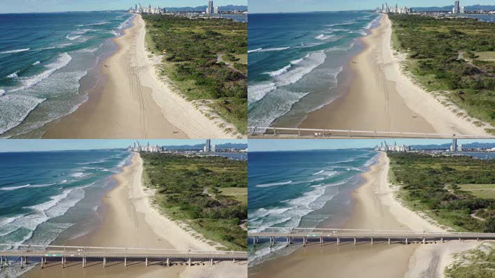 4K海岸美景延时实拍 鸟瞰浪花拍打沙滩