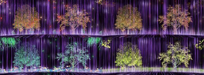 春夏秋冬发光粒子树