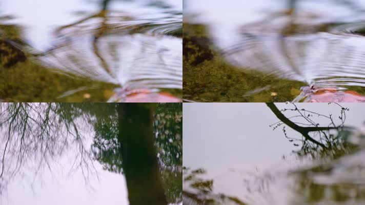 小溪流水倒影特写风景视频素材