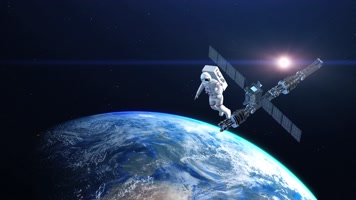 4K航天员飞出航天飞机卫星素材