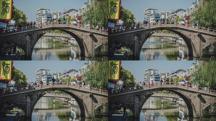 江南古镇拱桥延时摄影4K