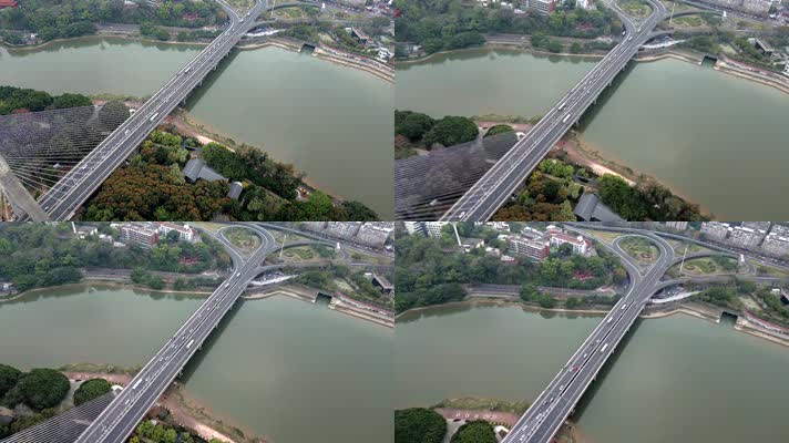 福州三县州大桥上渡口立交航拍高清