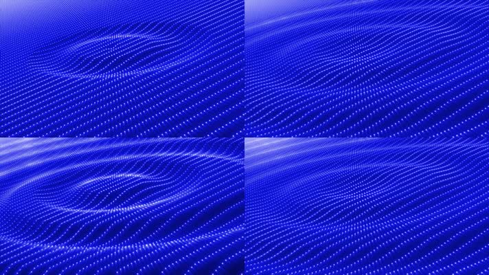 蓝色鼓点波浪粒子圈 动感节奏光波 4k