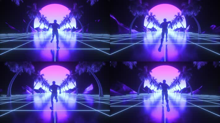 4K机器人奔跑 赛博朋克VJ