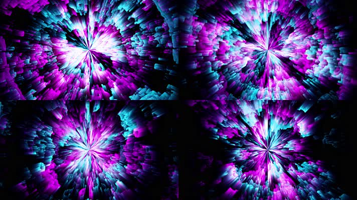 粉红色蓝色径向渐变分解圆背景 4K循环