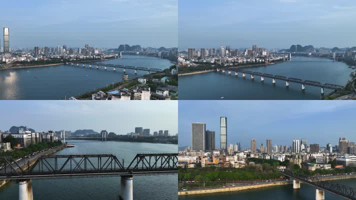 4K航拍柳州铁桥大桥